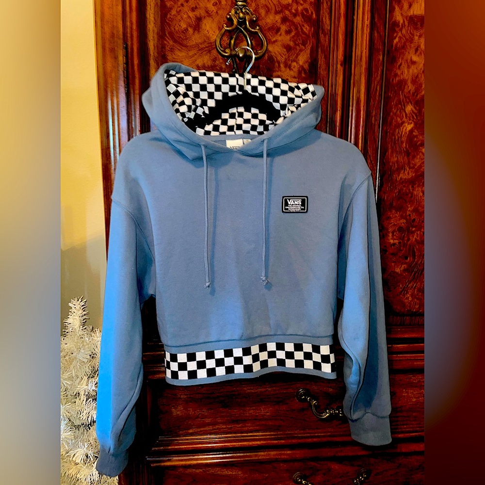Vans Blue Hoodie with Checkered Pattern